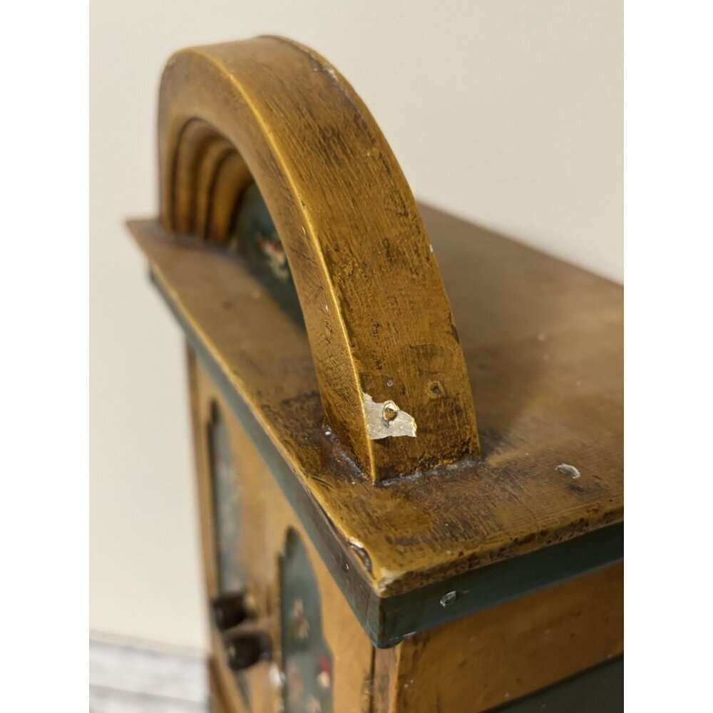 Hand Painted Vintage Dollhouse Armoire Folk Art Cabinet Dresser Cottage 19” - Picture 10 of 16